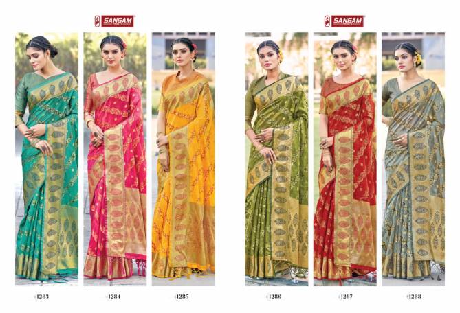 Sangam Amreeta Organza Weaving Heavy Festive Wear Rich Pallu Sarees Collection